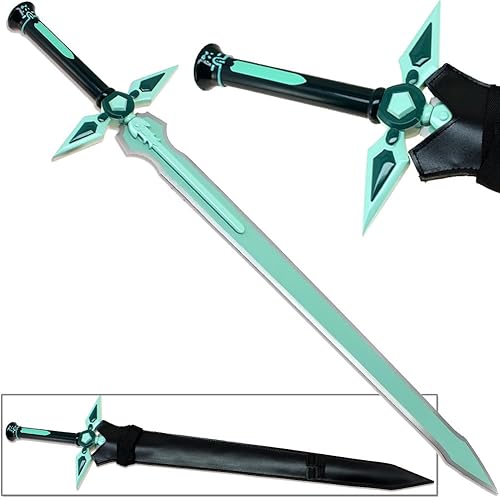 Sword Art Online espada Kirito Kirigaya Dark Repulser c/funda de piel.