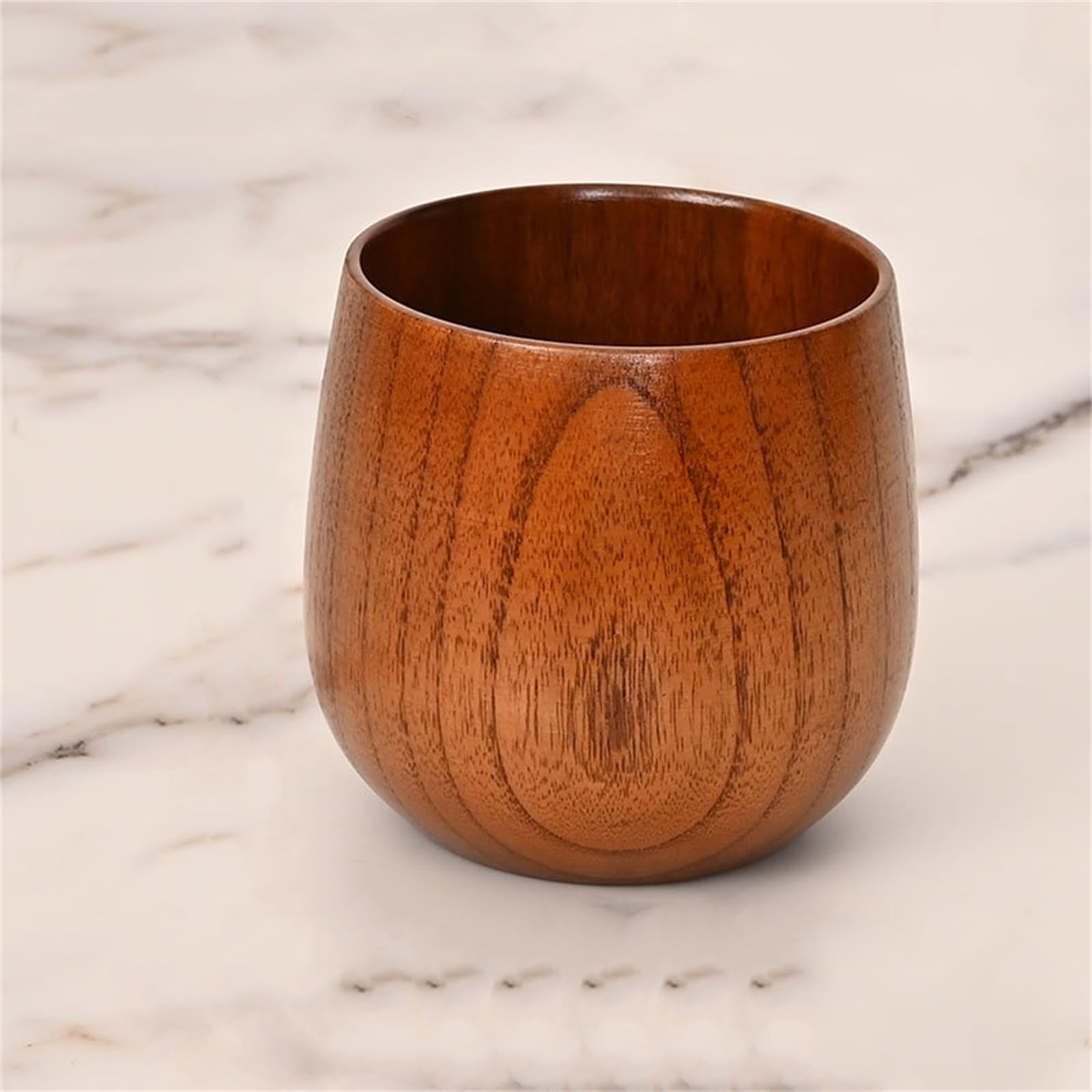 Drewniany kubek na wodę, 130 ml, 7 cm, naturalny słojów drewna, kubek do herbaty, kawy, piwa, zimnych napojów, wielokrotnego użytku, gładkie wykończenie