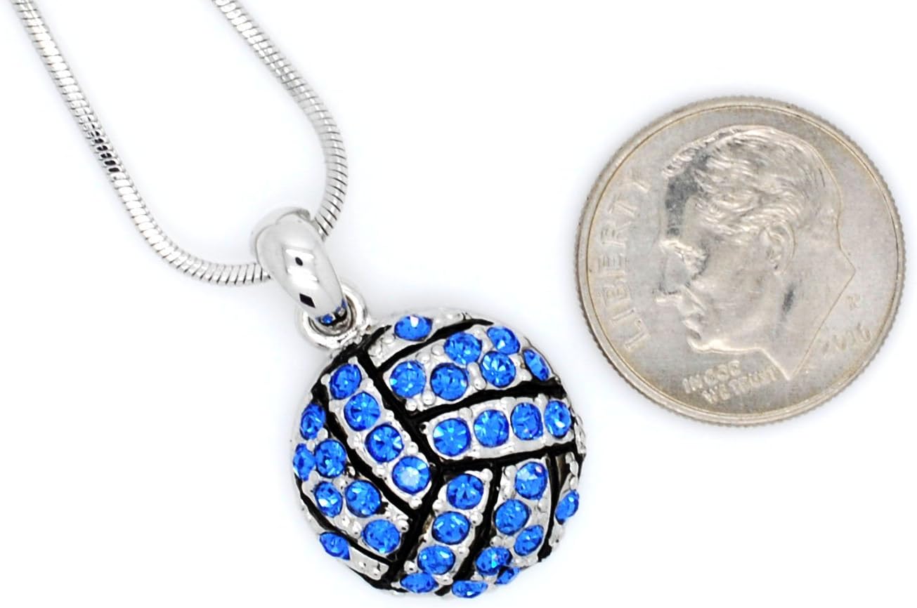 Violet Victoria & Fan Star Volleyball Necklace Large, All Crystal Volleyball Necklace, Volleyball Pendant