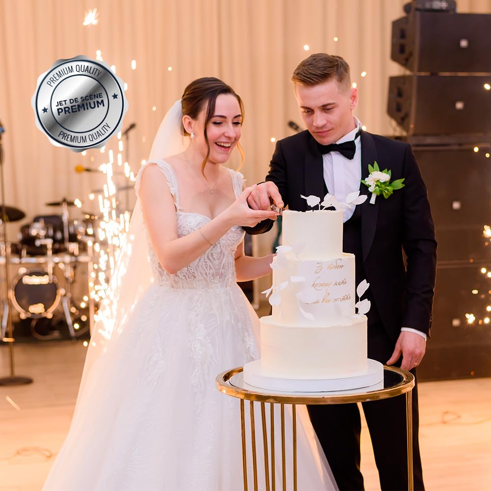 SPARKLERS CLUB Set di 2 trigger + getti di scena color argento, batteria e telecomando inclusi, getto di scena per interni a scintille per matrimonio, categoria F1 (1 metro 30 sec, 2)