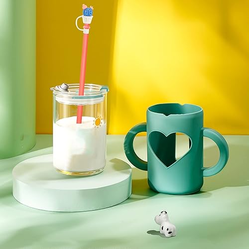 Miniatura 4 de Cabilock 12 fundas de silicona con forma de animalescactus, puntas de paja de dibujos animados, cubiertas reutilizables de silicona para pajitas de