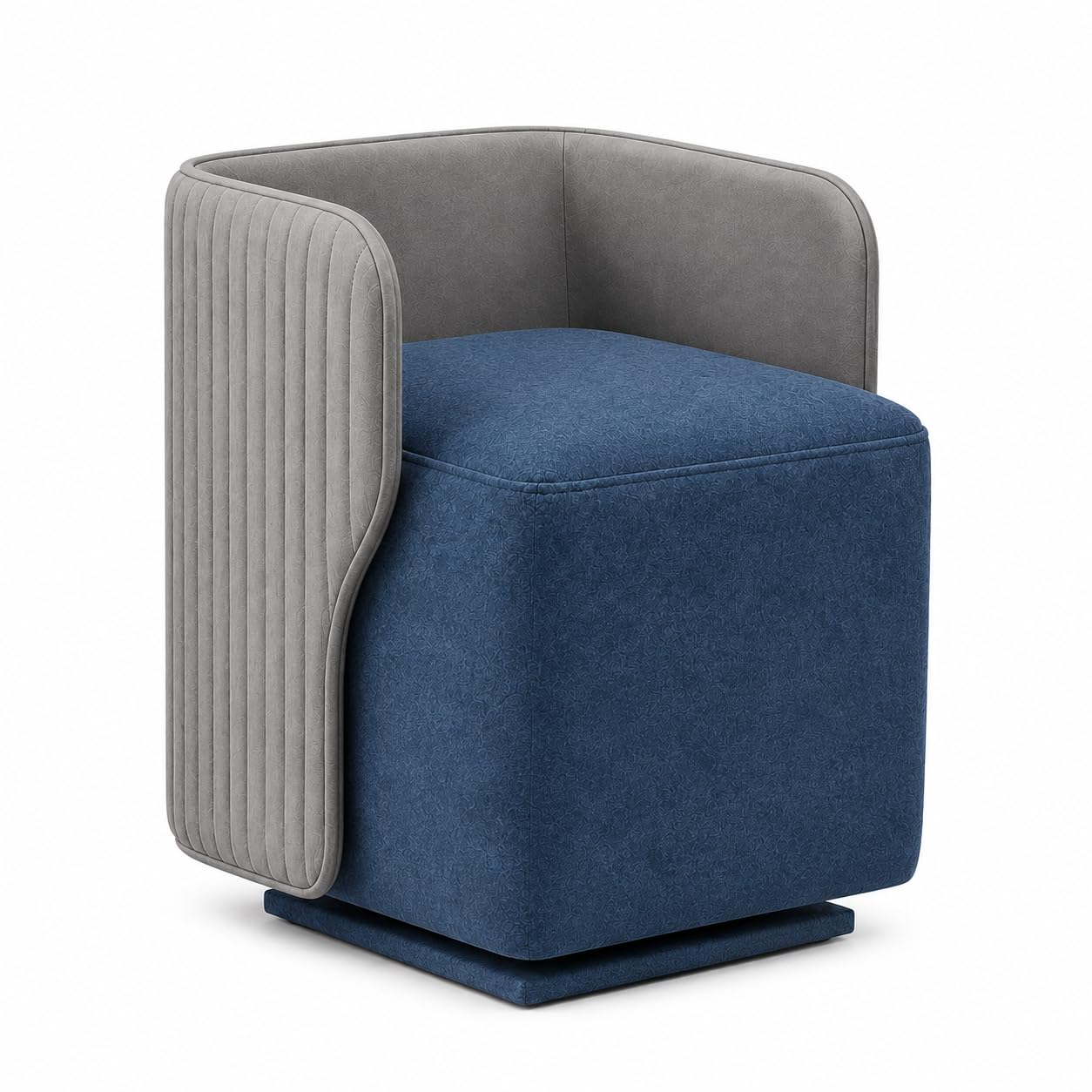 Ottoman Chair for Living Room, 360° Rotating Accent Ottoman Chair, Upholstered Bouclé Fabric Barrel Chair with Curved Back, Modern Lounge Seating with Metal Base-picture-26