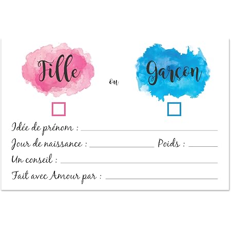 20 cartes pronostics naissance baby shower fille ou garçon | Souhaits