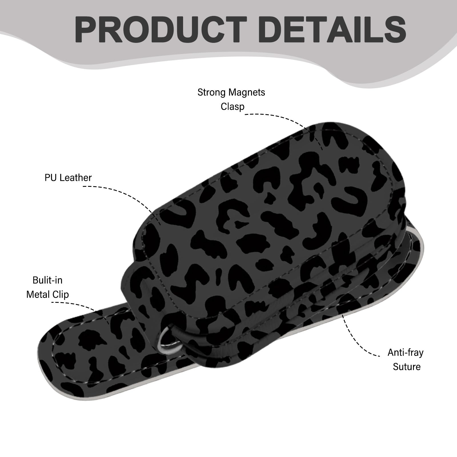 UntilPlan 2 Pack Sunglass Holders for Car Visor, Universal Magnetic Sunglasses Clip for Different Size Eyeglasses, Car Visor Accessories (Leopard-Black)