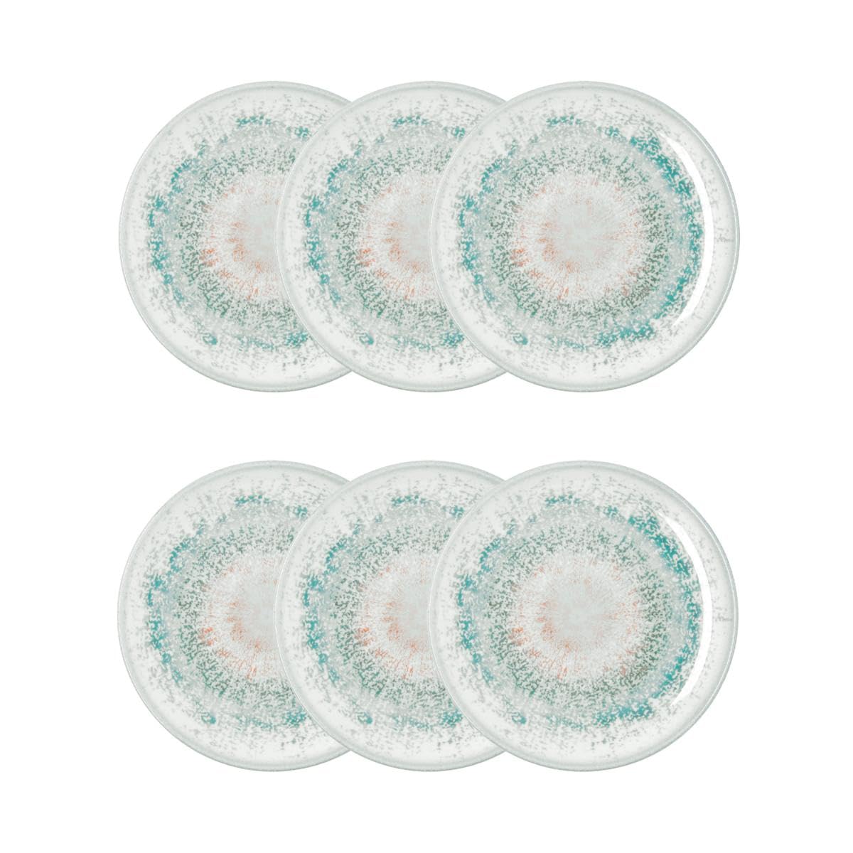 Bidasoa Kai Hydrozero Set mit 6 flachen Tellern, Porzellan, 27 cm | Grün, Porzellan, Rundformat, Hochglanzfinish, 27 cm, 6-teilig, stapelbar, mikrowellengeeignet
