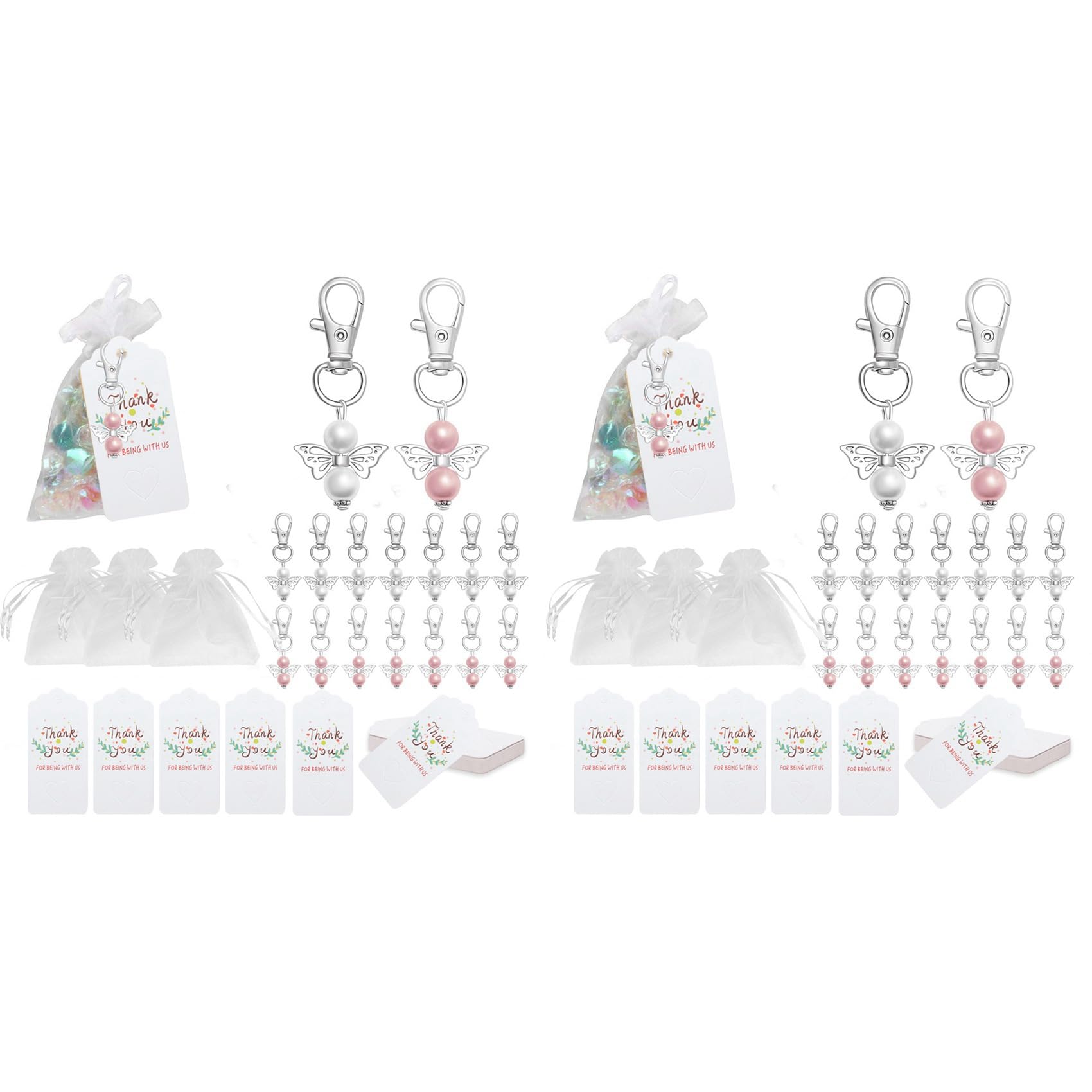 PAMENET60Pcs Guardian Angel Keychain Baby Baptism Shower Wedding Souvenir Guest Gift Wedding Decoration Christmas Decor