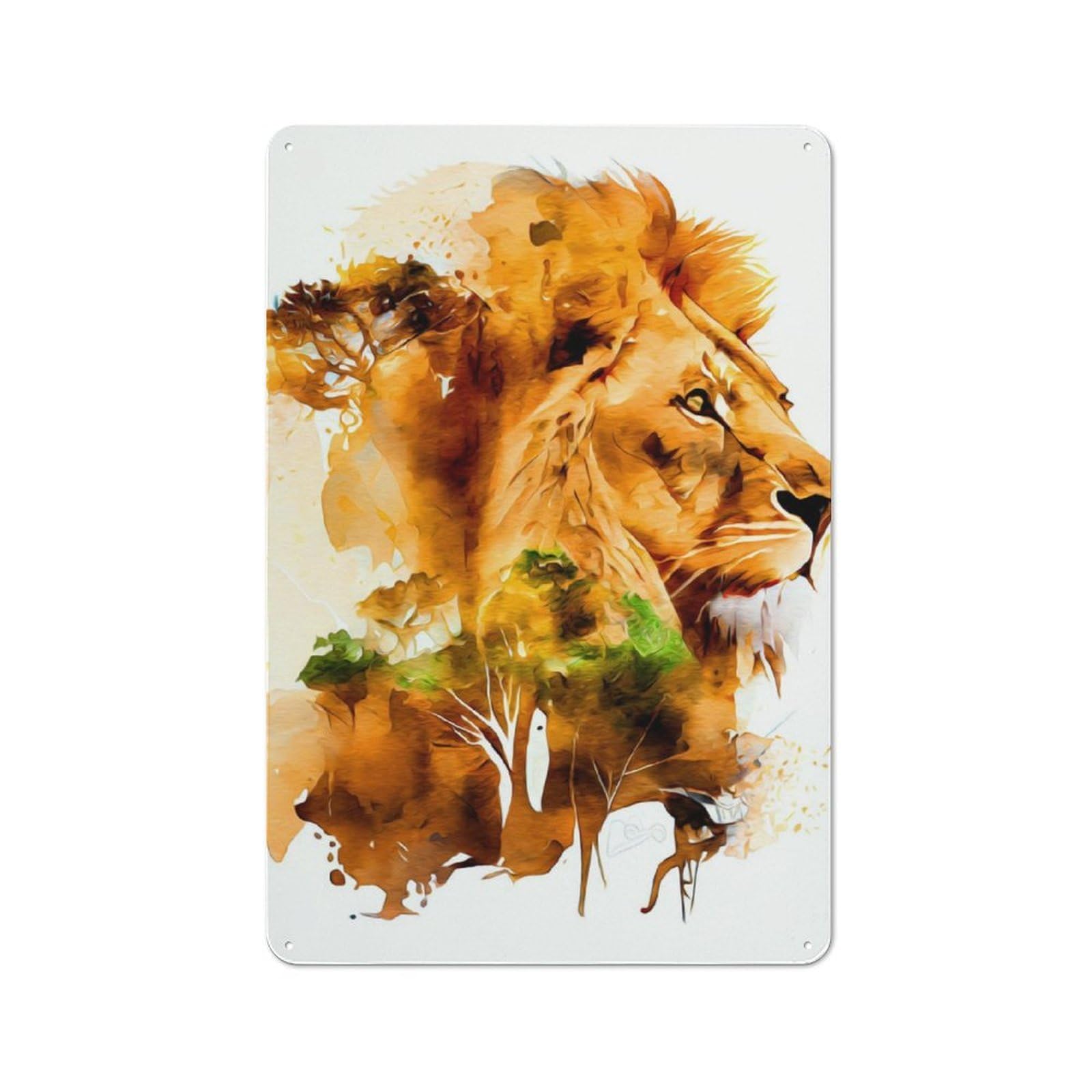 Shed Style Decorative Metal Plaque 30x20cm Featuring Lion, Porch Wall Decor for Patio Bar, Workshop, Shed Or Kitchen