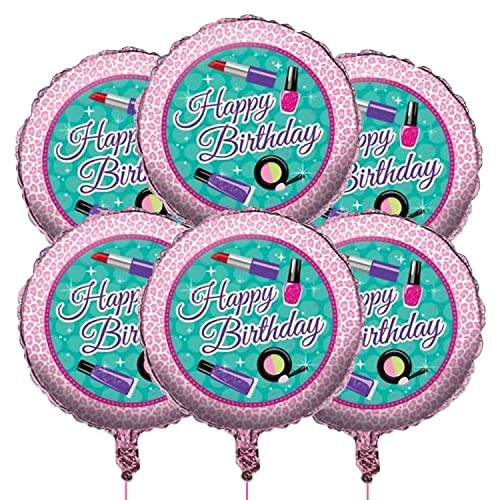 Image of AMFIN (Pack of 7) Happy Birthday foil Balloon /Makeup Balloons /Makeup Decoration /Girls Decoration Foil Makeup /Birthday Decoration Items Party Supplies