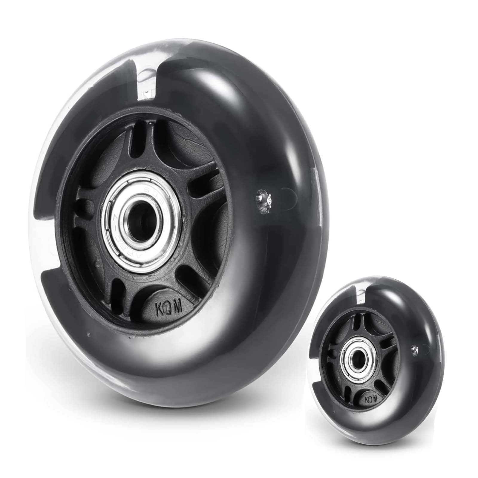 Tarqite 2 Pack 80mm Scooter Wheels - PU Silent LED Flash with ABEC-7 Bearings, Shock-Absorbing Replacement Rear Wheels for Micro, Maxi & Children's Scooters (Black)