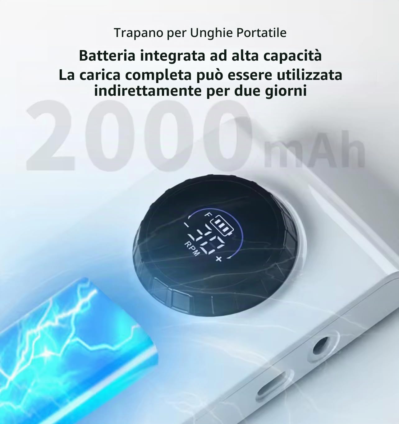 Fresa per Unghie Professionale 30000 RPM - Trapano Unghie Elettrico Portatile Senza Fili - 18W Potente e Ricaricabile con Display LCD - Kit Manicure e Pedicure per Gel, Acrilico e Semipermanente