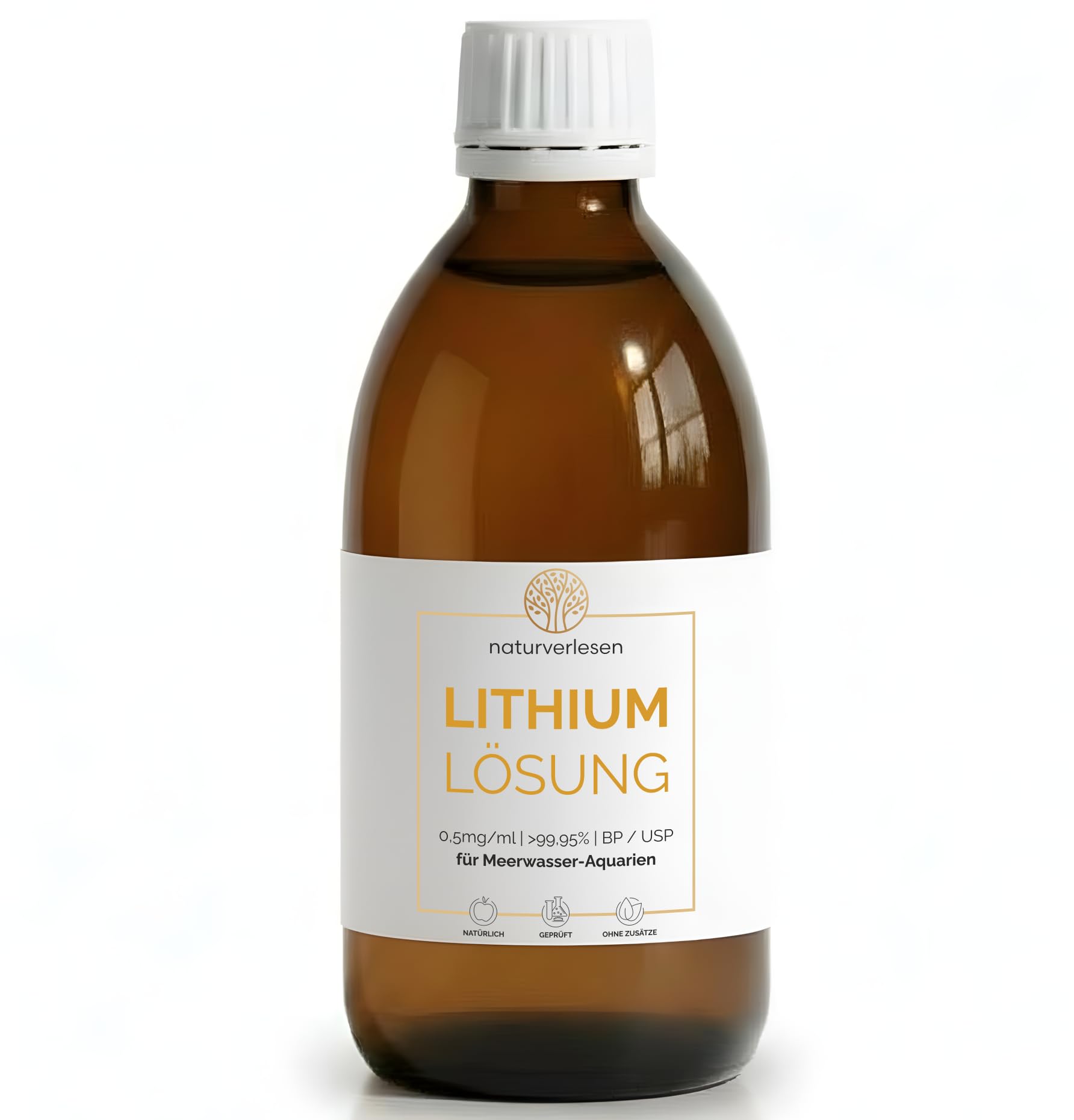 Lithium Lösung von naturverlesen - 0,5mg/ml * Höchste, geprüfte Reinheit * Hergestellt in Deutschland (250ml med. Braunglasflasche)