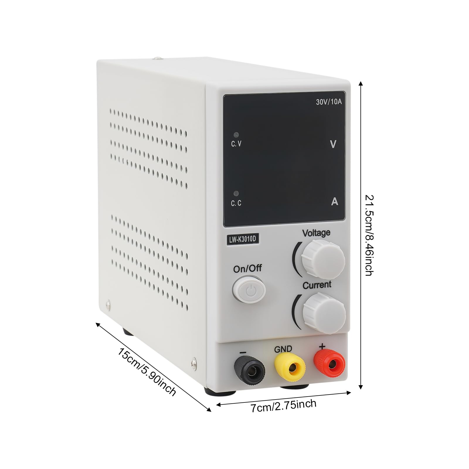 Zasilacz laboratoryjny 30 V, 10 A, regulowany zasilacz DC z wyświetlaczem LED, zasilacz laboratoryjny stabilizowany, zasilanie sieciowe z inteligentnym wentylatorem do warsztatu, testów, napraw