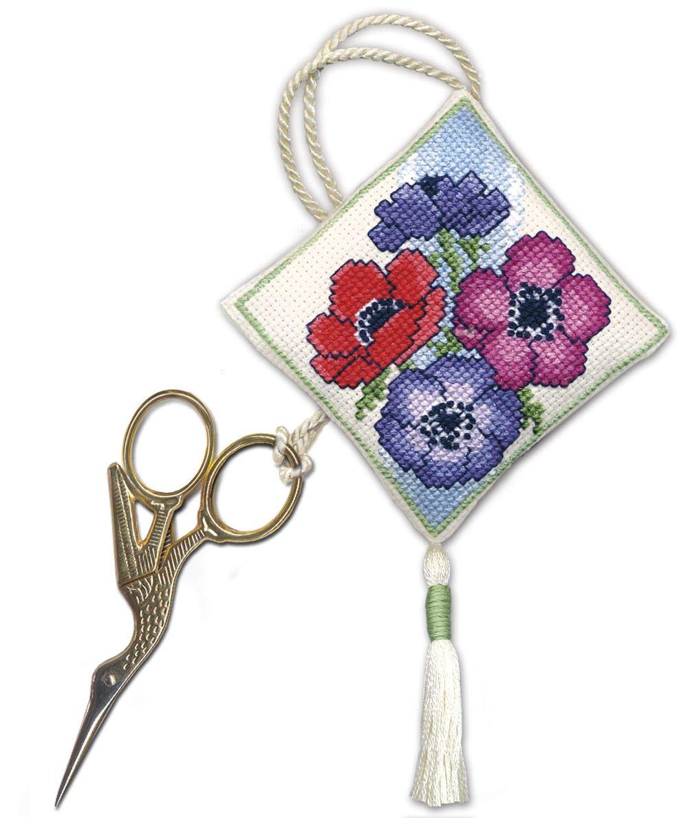 Textile Heritage Anemones Scissor Keep Cross Stitch Kit