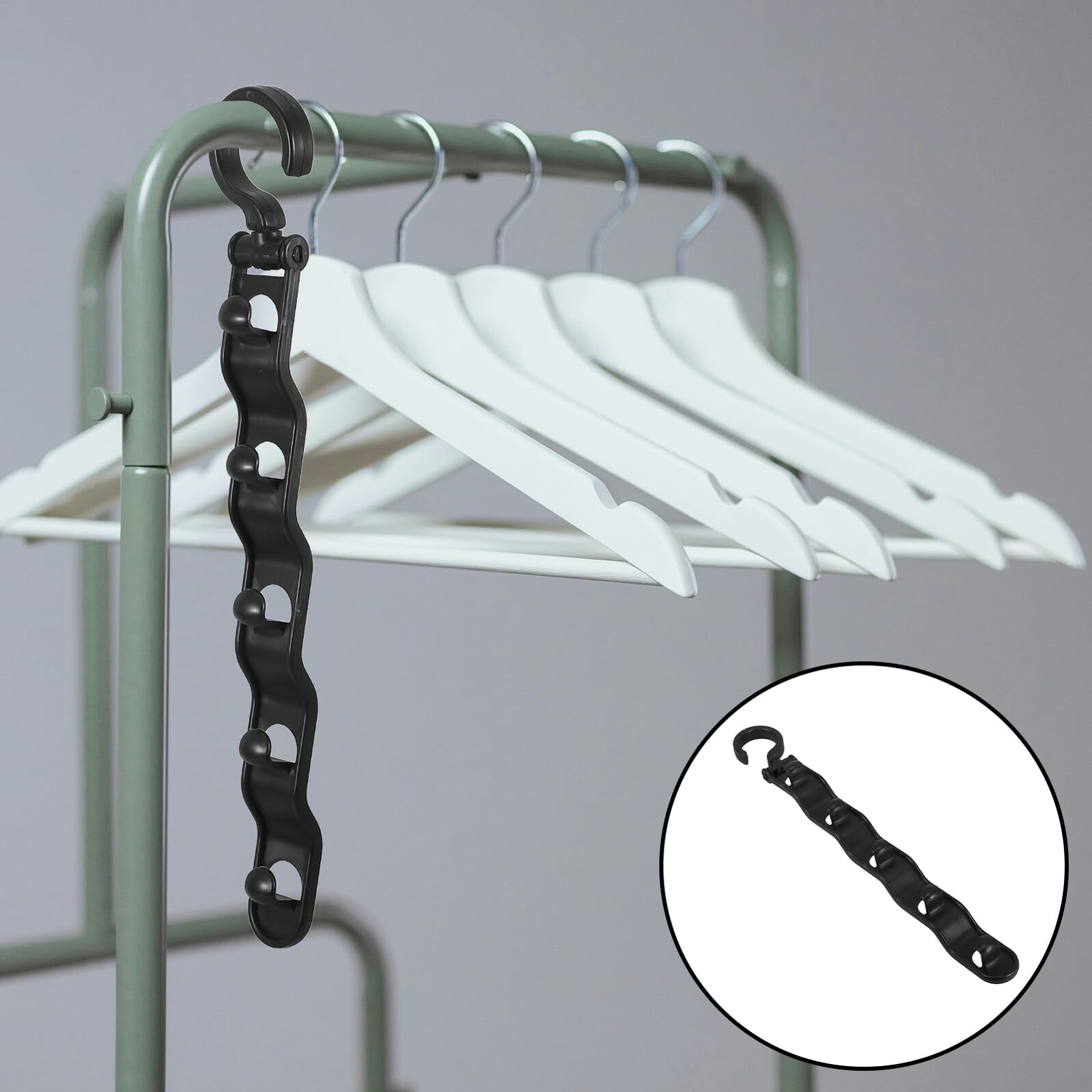Gancio Multi-livello per Grucce, 20 Pezzi Nero, 5 Strati | Organizzatore Verticale, Layout Regolabile, Plastica, Camera da Letto e Armadi Dormitorio