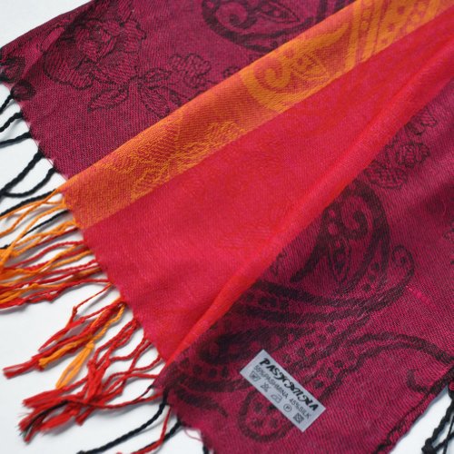 Blancho Pashmina Womens Pa A82 3 Multi Colors Rose Tassel Ends Pashmina2