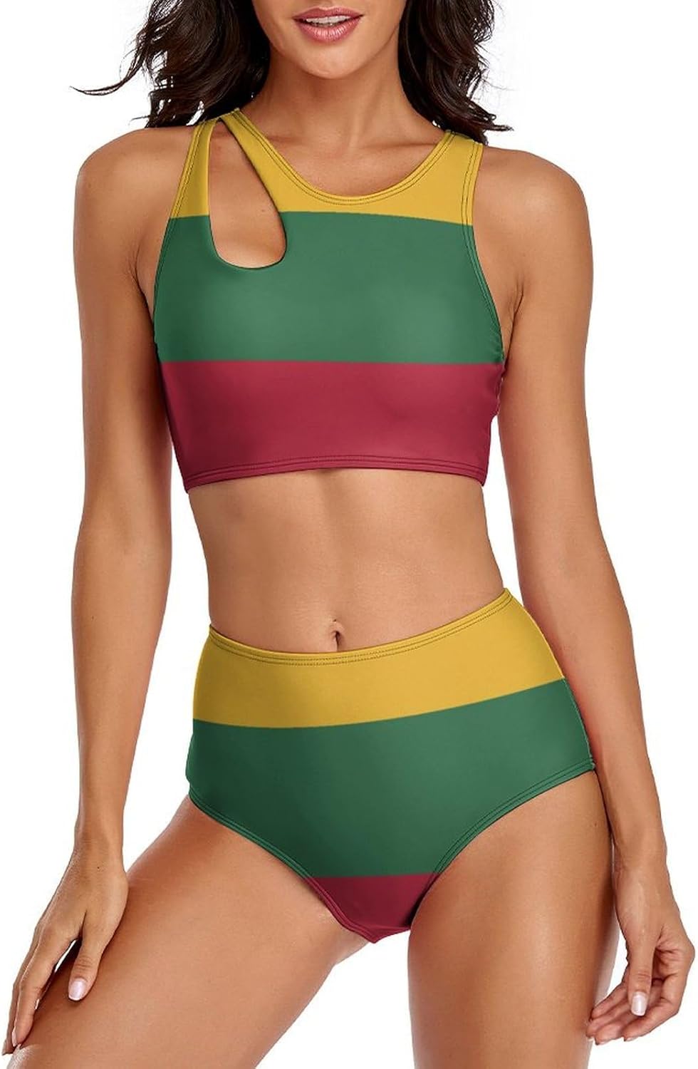 Women's 2 Piece Swimsuit Lithuania Flag Adjustable Strap Swimwear Summer Beach Bathing Suits for Womens