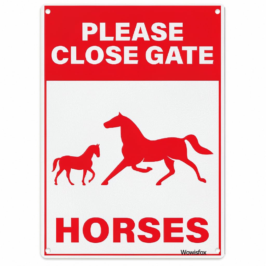 Horses Please Close Gate Reminder Sign, 8 x 12 Inch Aluminum