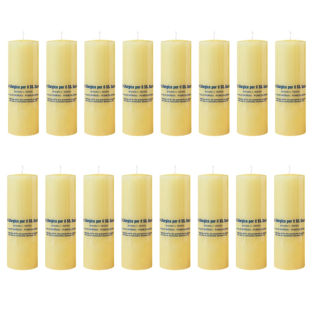 Cereria Di Giorgio - 16 Full Liturgical Lamps - Diameter 6.5 cm Height 19.5 cm - Duration 7 Days