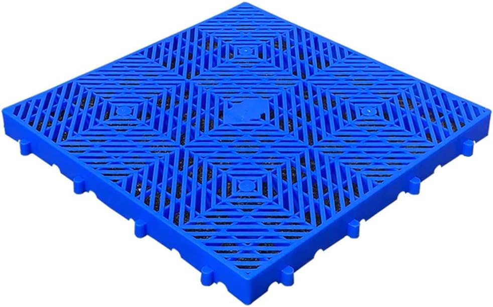 exproyzk XXIOJUN Plastic Pallet Interlocking Pallet and Storage System Lightweight Floor Pallets Breathable Grids Article Racks for Garage Supermarket Warehouse (Color : Blue, Size : 60x60x5cm)