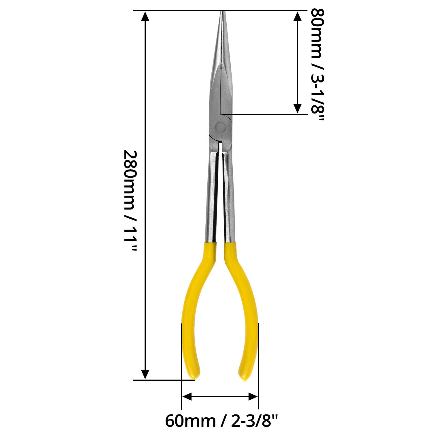 QWORK Pinze a becchi lunghi, Pinze a becco, con impugnatura antiscivolo per la riparazione di piccoli spazi, 280mm / 11"