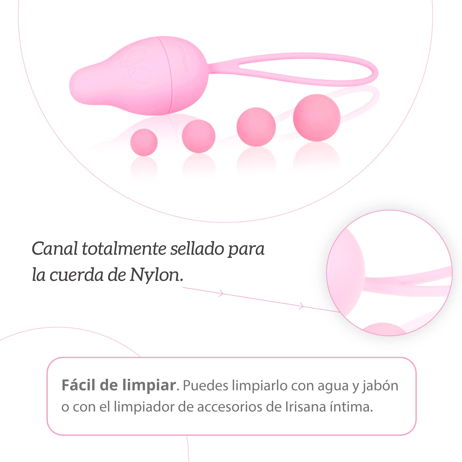 Irisana - Bolas Chinas para Suelo Pélvico - En 4 Tamaños - Rosa - Para Ejercicio Kegel - Salud Íntima Femenina - Silicona sin BPA y Acero - Intimichic