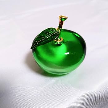 Amazon.co.jp: クリスタル リンゴ 置物 緑 風水 インテリア
