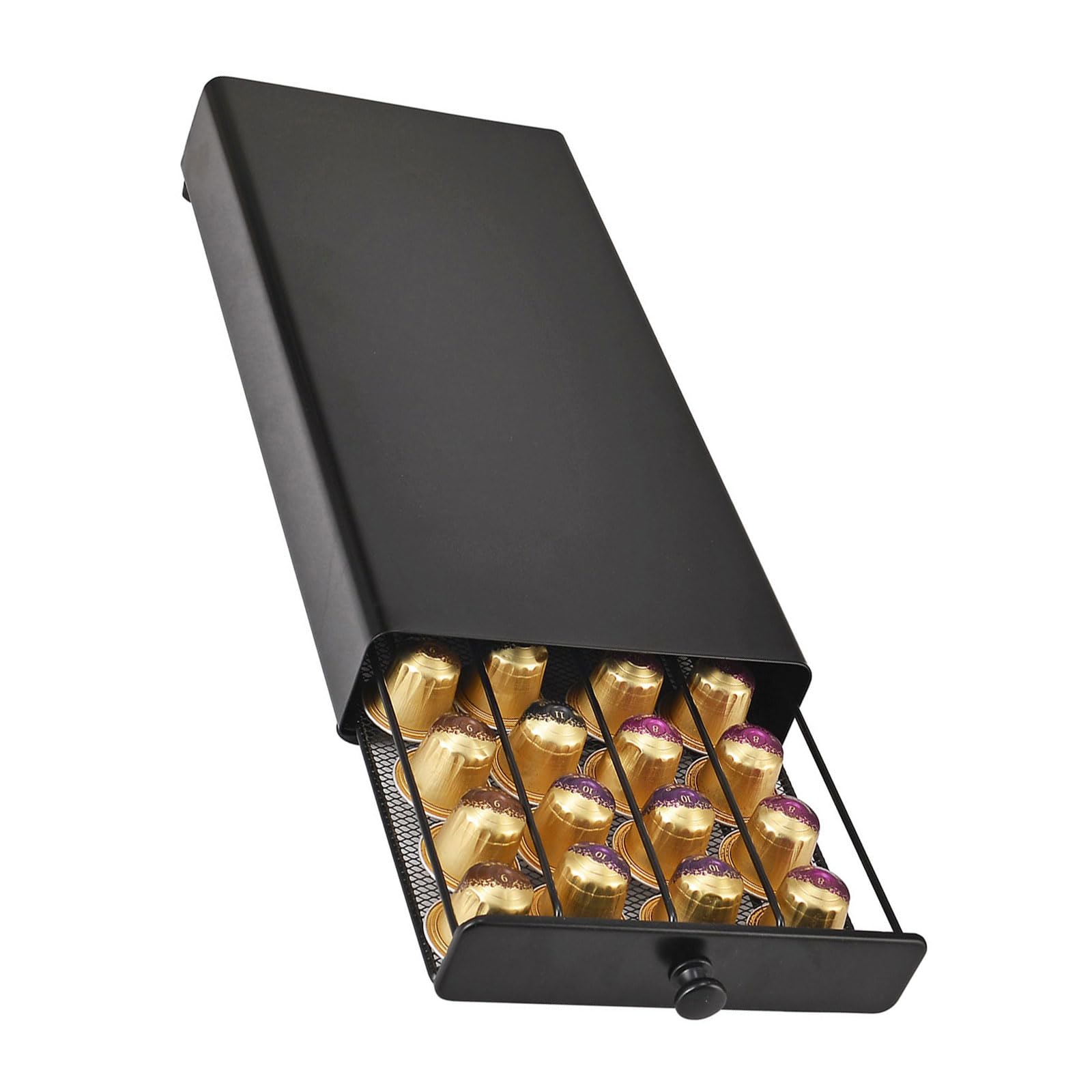 Kaeltsyn Efficient Coffee Pods with 40 Capacity, Sturdy Iron Build Kitchen Counter Iron Coffee Stand