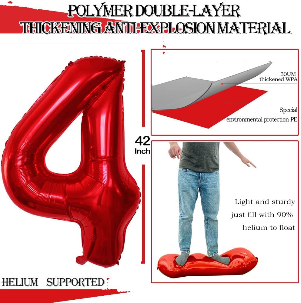 GOER Number 24 Balloons for 24th Birthday Party Decorations,42 Inch Jumbo Foil Helium 42 Balloons for 42nd Birthday Party Decoration (Red) - Image 2