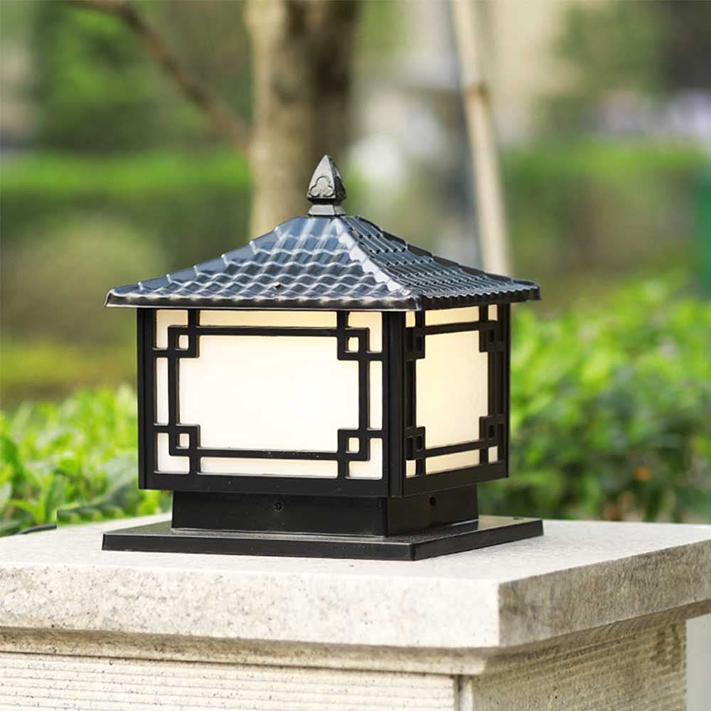 Mengjay Trade Antique Lampe Pilier Extérieur Étanche - Lampadaire Jardin Rétro en Aluminium et Métal E27 pour Portail, Chemin, Sentier, Terrasses, Cour et Porches