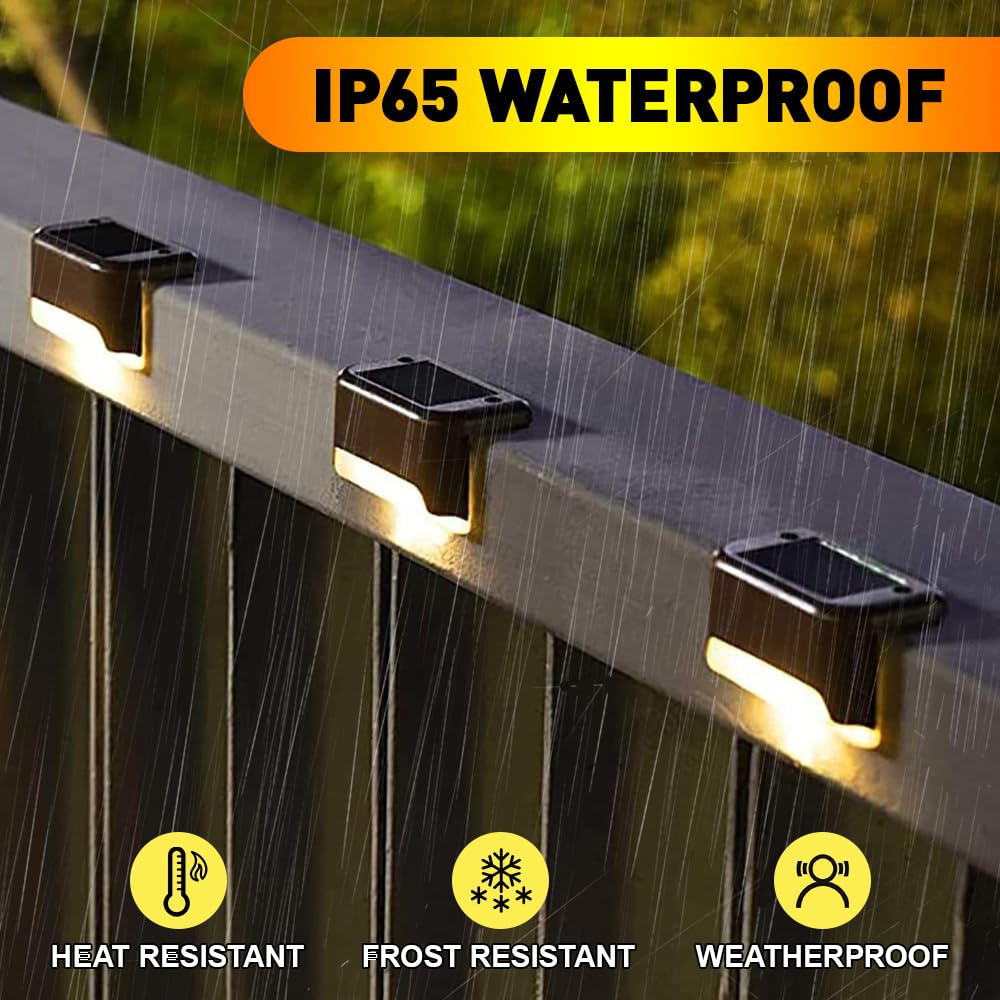 Luces Solares para Cubierta, 16 Piezas Luz de Escalera para Exterior, Luces Solares para Valla, Escalera iluminación LED, para Escaleras, Camino, Patio, Pared