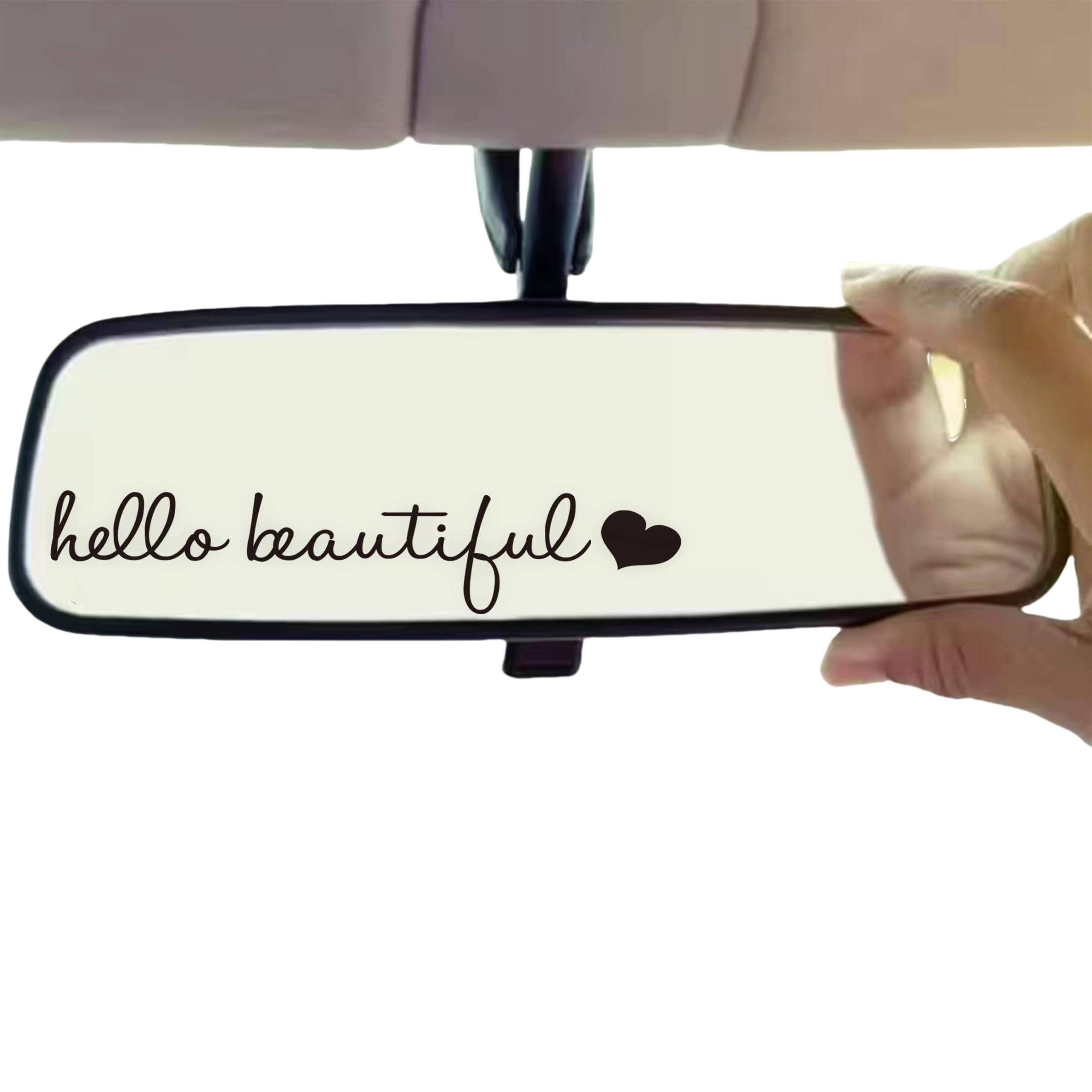 3X Hello Beautiful Rearview Mirror Decal,Vinyl Vehicle Graphic for Women, Vanity Mirror Sticker, Girl Car Gift Label, Auto Window Graphic, Mirror