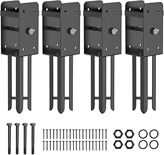 4 Pack 4"x4" Heavy Duty U-Shape Wet Concrete Fence Post Holder,Thickness 0.12“ (Actual 3.6"x3.6") Fence Post Base,Post Bracket Anchor for Fence, Deck Railing, Pergola