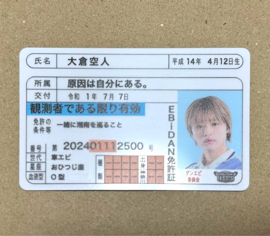 Amazon.co.jp: EBiDAN推し免許証 大倉空人 : おもちゃ