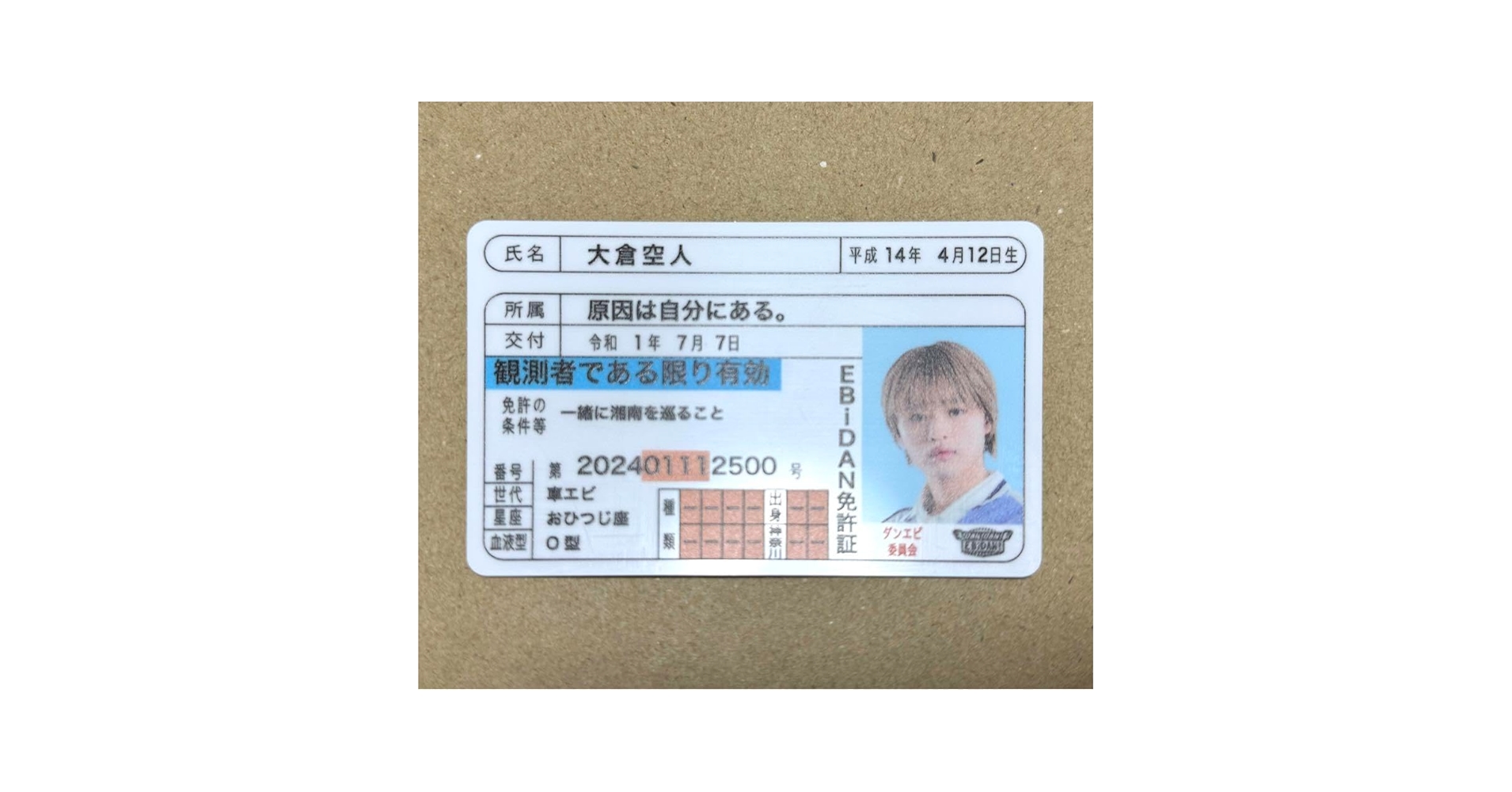 Amazon.co.jp: EBiDAN推し免許証 大倉空人 : おもちゃ