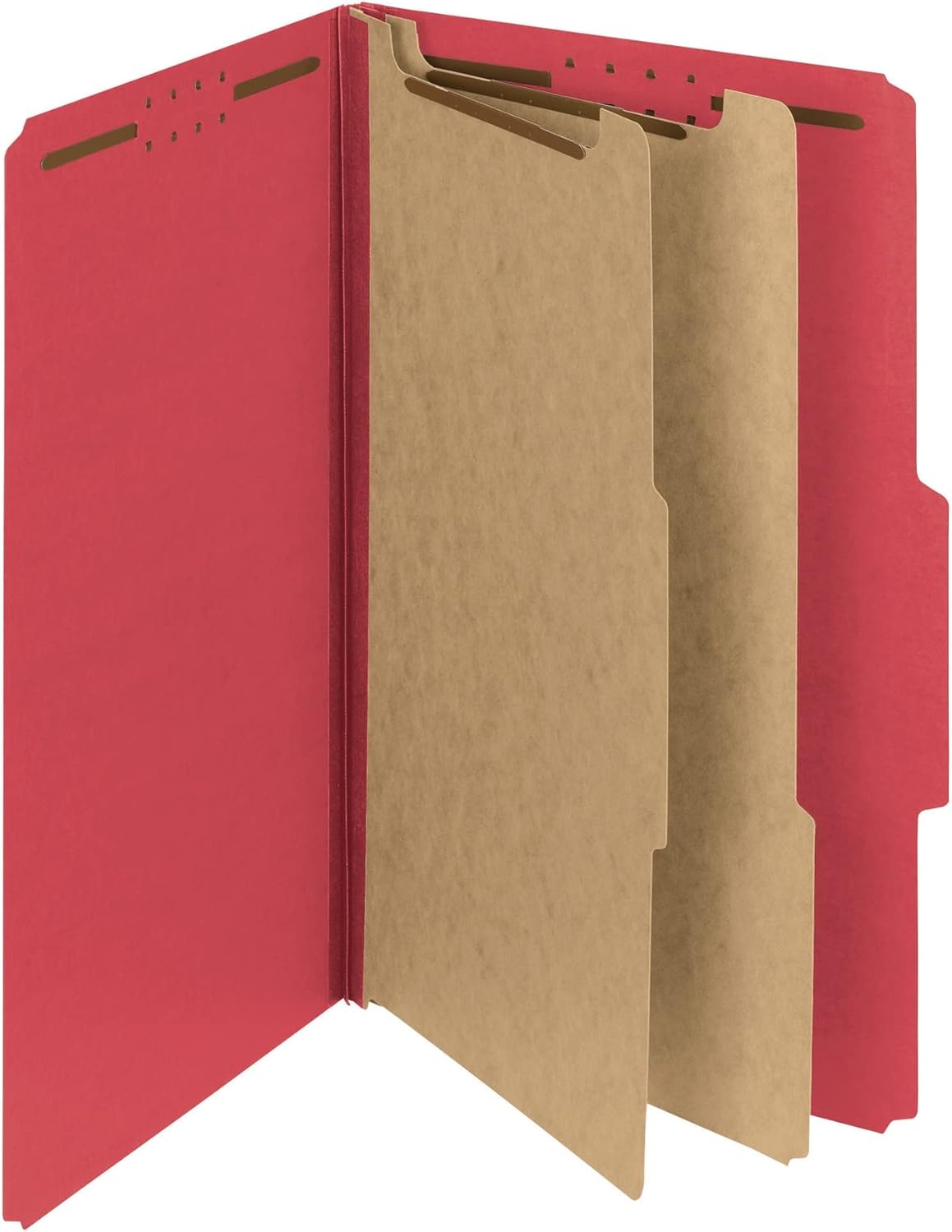 Smead PressGuard Classification File Folder with SafeSHIELD Fasteners, 2 Dividers, 2 Expansion, Legal Size, Bright Red, 10 per Box (19202)