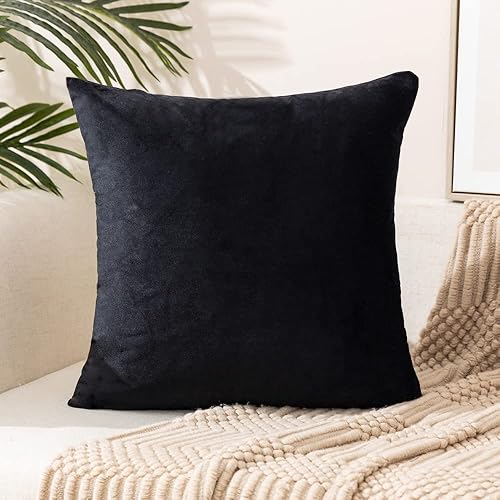 Miniatura 5 de Paquete de 4 fundas de almohada de terciopelo, fundas de almohada suaves de 18 x 18 pulgadas, almohadas para decoración del hogar (22 x 22 pulgadas,