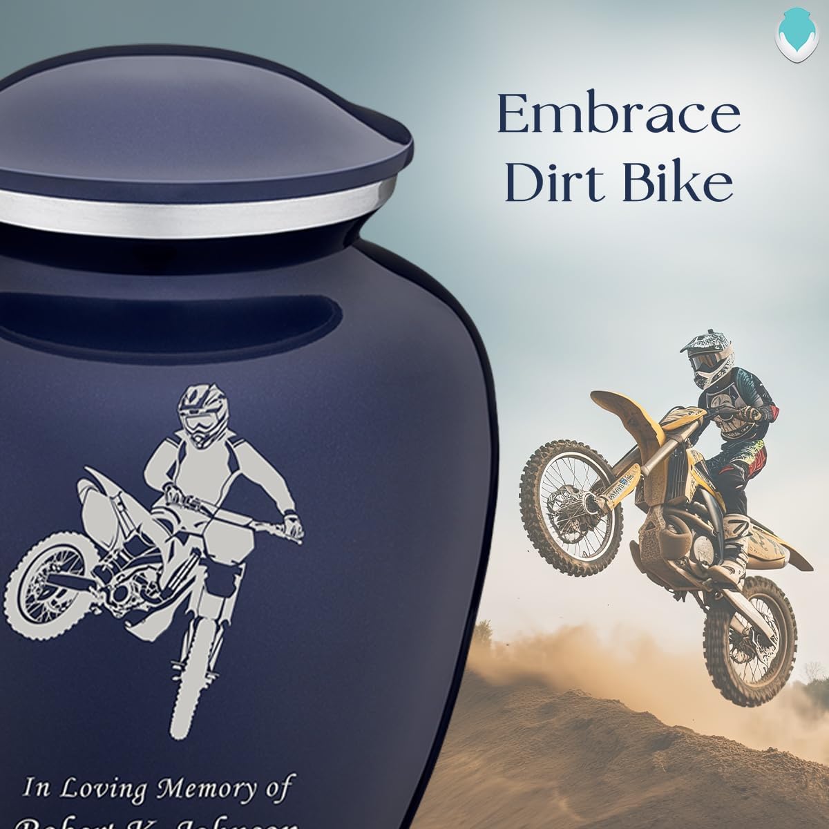 Geturns - Adult Personalized Dirt Bike Cremation Urns for Human Ashes I Large Cobalt Blue Funeral Urn for Men and Women I 200 lbs