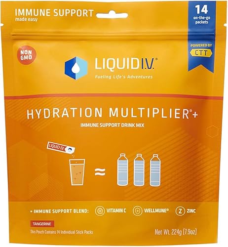 Liquid IV Hydration Multiplier Immune Support Drink Mix - Mandarina 14 paquetes de palitos