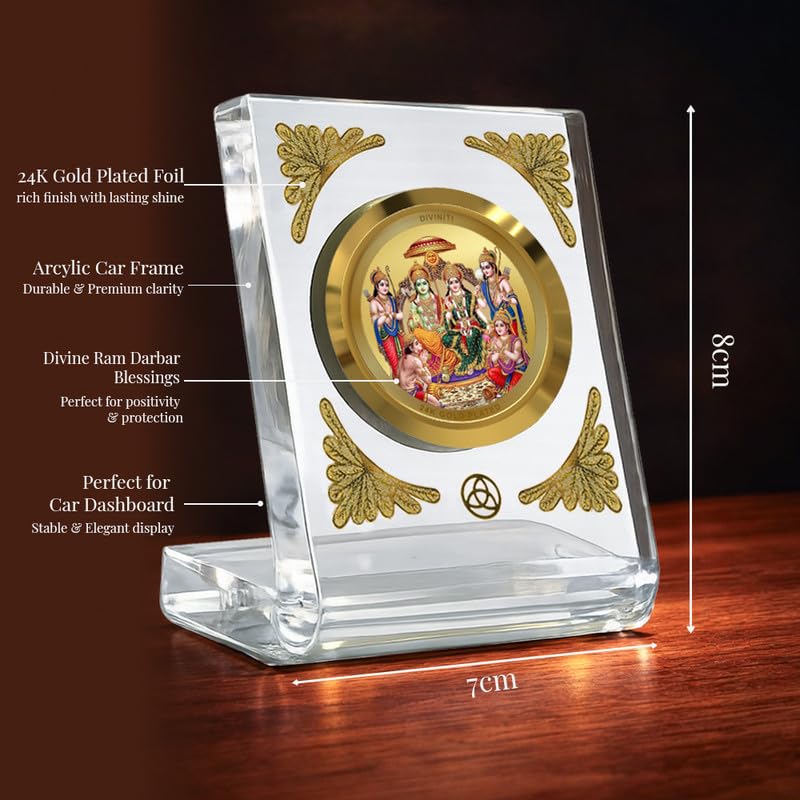 Image of DIVINITI 24K Gold Plated Religious Car Dashboard Frame | Premium God Idol Frame for Car, Home Mandir & Office Table | Spiritual Gift, Decorative Showpiece