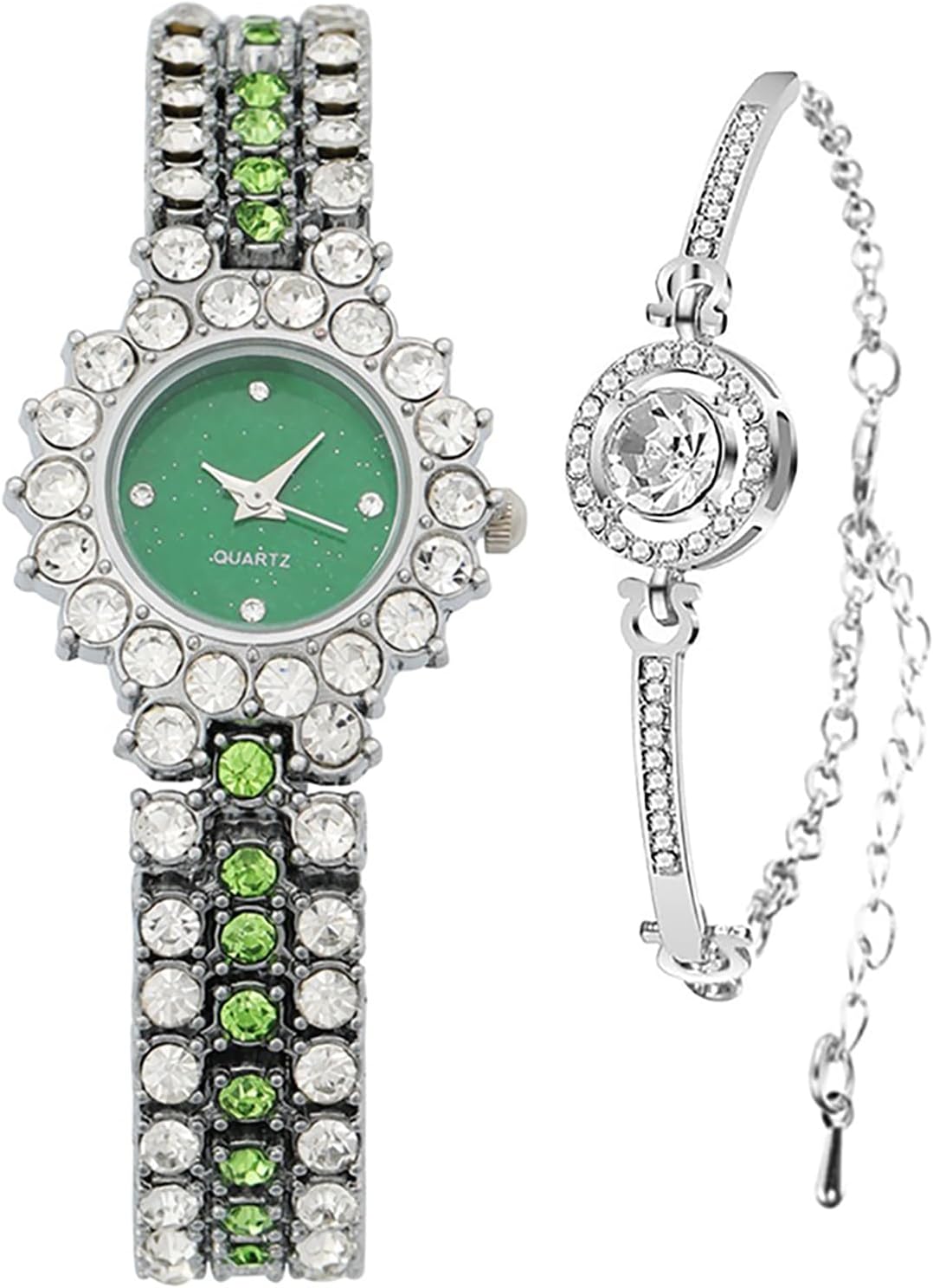 BESTKANG Two Tone Women's Watch Full Diamond Luxury Elegant Rhinestone Quartz Waterproof Watches for Women Bracelet Set