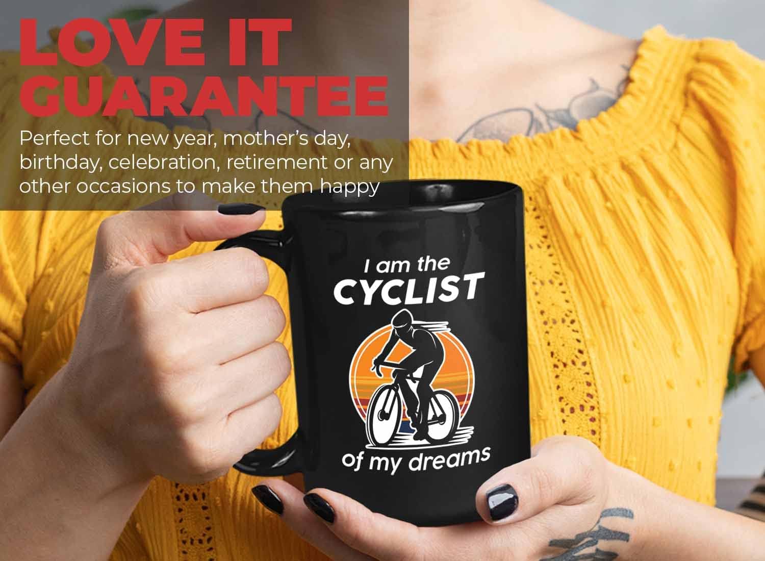 Biker Coffee Mug 15oz Black - Cyclist of My Dream - Biker Ride Touring Bicycle Rider Lovers Bike Chain Enthusiast Lover Roadbike Husband Father Cycling