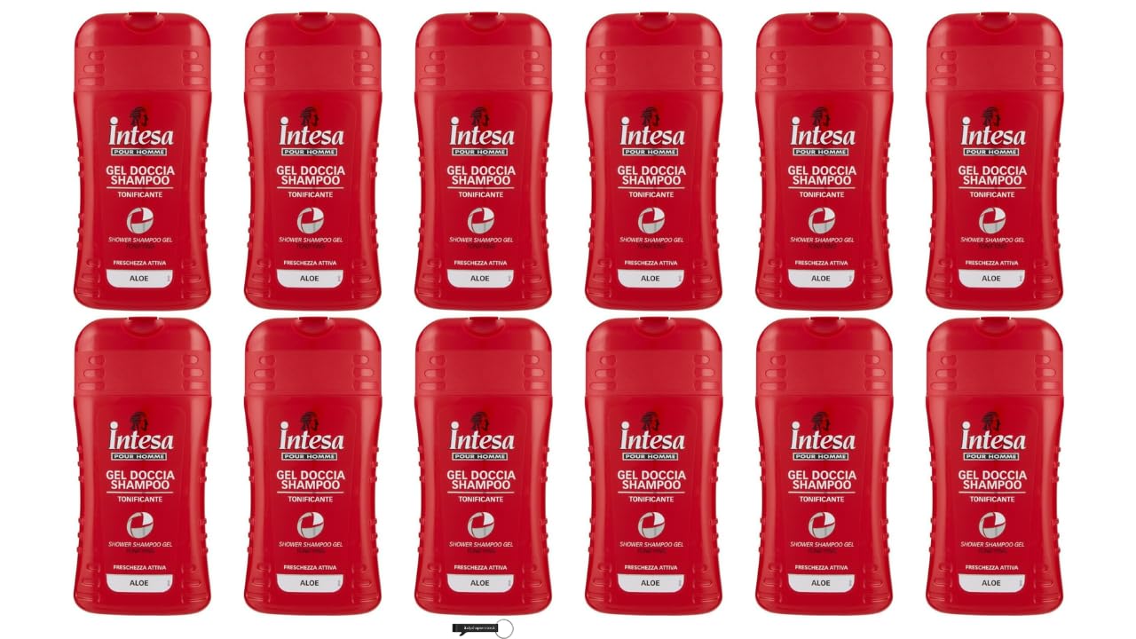 Intesa Pour Homme - Gel doccia con aloe vera, shampoo tonificante, freschezza attiva, 250 ml + portachiavi in omaggio Italy Shop Service