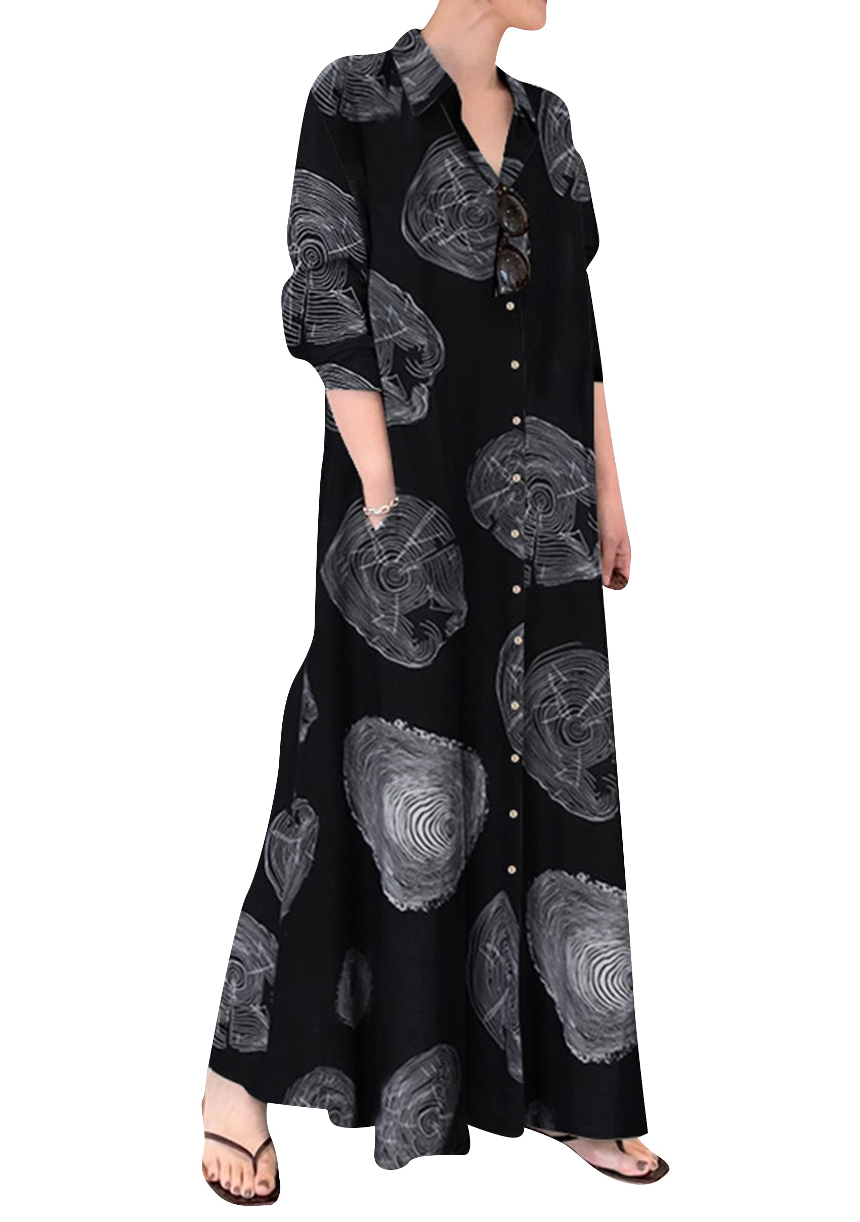 Robe chemise pour femme en coton lin grande taille : vêtement uni fluide et ample - 3