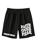 Men's Letter Graphic Shorts Elastic High Waisted Straight Leg Street Track Shorts with Pockets