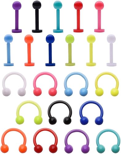 D.Bella Pendiente de cartílago transparente de 16G acrílico Bioflex Helix Rook Daith Tragus Retainer Lip Rings Nariz Ceja Labret Ear Studs