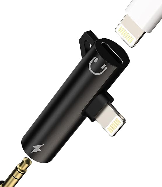 Lightning to 3.5mm Adapter(2in1)Iphone AUX Dongle Charging Cord Splitter Headphone Jack Cable Apple MFI Certified Audio Earphone connector Power for 14 13 12 11 Pro Max X SE 7 8 Plus Mini Earbud Music