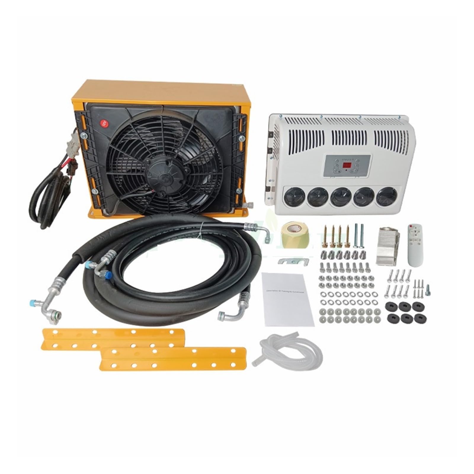 RV Air Conditioner, Electric Refrigeration Parking Air Conditioner, 12V Truck Split Conditioning 24V For Tractors Camper Van RV Caravan(Yellow 12V)