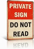SKYOCEAN Funny 'Private Do Not Read' Tin Sign - 12x8 Vintage Metal Wall Decor for Man Cave, Bedroom, Office, Dorm, Bar