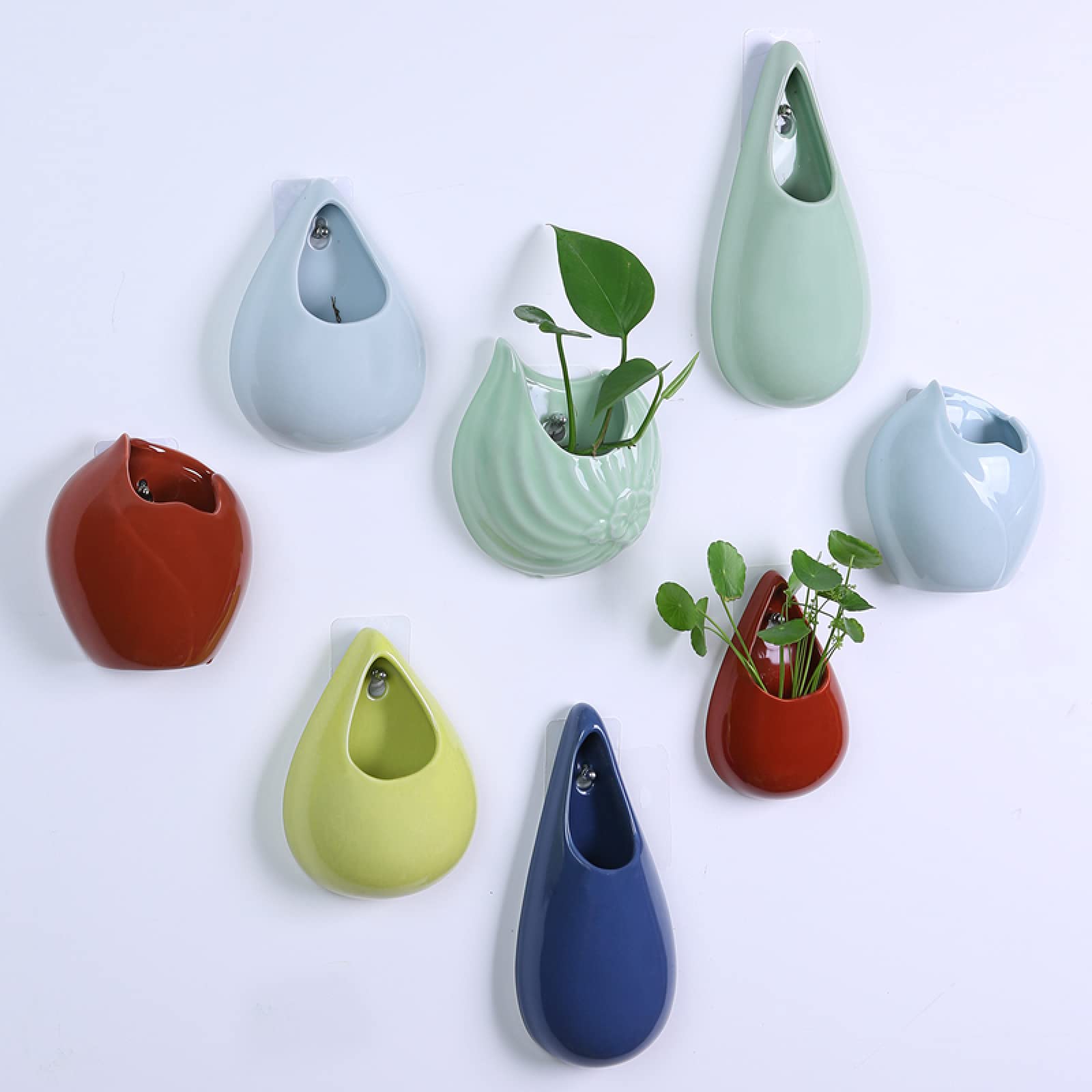 Ceramiczne doniczki wazon w kształcie kropli czerwona naścienna wisząca dekoracyjna doniczka na kwiaty wazon sukulent zioła kropla wody doniczka roślina dom biuro dekoracja