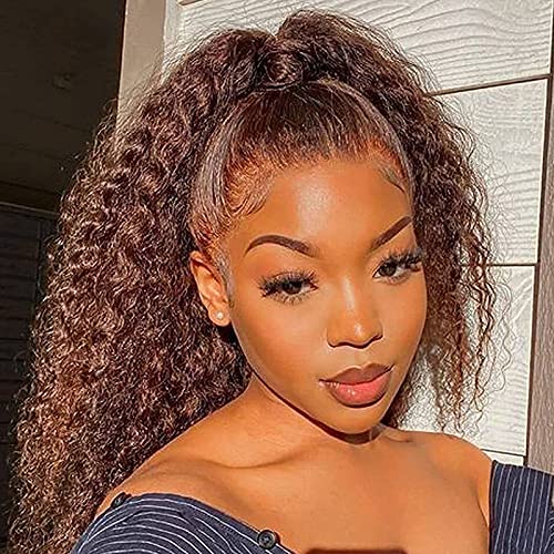 14 Inch Short Curly Wave Ponytail Extension Drawstring Hair Bun Extension With Two Plastic Combs Hairpiece for Women Natural Black(30#)